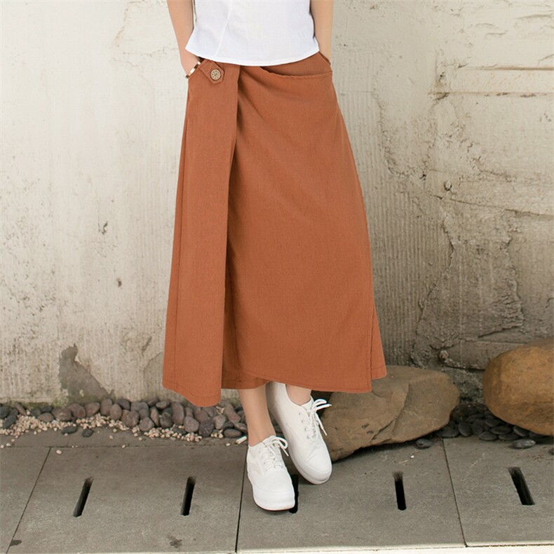 原创2022春夏文艺范复古棉麻不规则半身长裙休闲大摆A字裙女包邮，女装半身裙，风姿绰