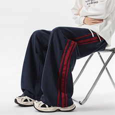 8XL-M美式复古三条杠休闲裤子加绒特大码阔腿卫裤KZ1935P60加绒70，男装休闲裤，电商B238