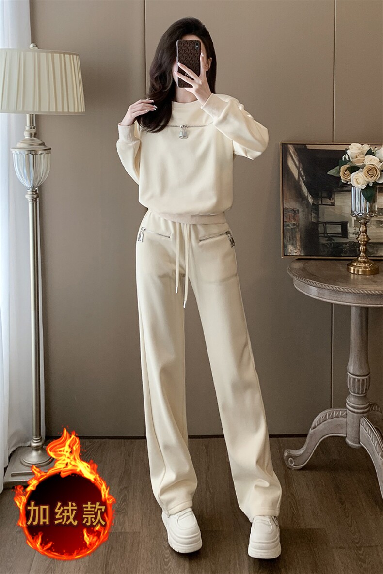 女秋冬2新款时尚洋气减龄加绒卫衣两件套潮,女装套装/套裙,江南
