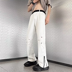 美式vibe裤子高街水洗牛仔裤男设计感小众拉链裤C942P45，男装牛仔裤，星座1116-2