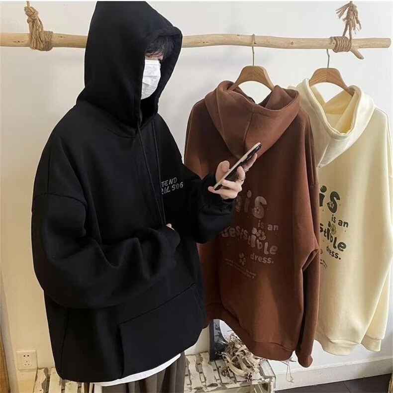 350g华棉潮牌印花连帽卫衣男女休闲春秋宽松时尚上衣5123-P43网图,女装卫衣/绒衫,电商B245