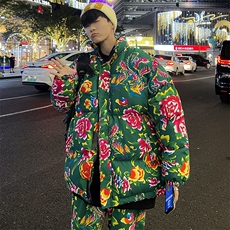 MY203东北大花加厚保暖防寒风汉服棉衣外套机车服棉袄男女潮，男装棉衣，星座115A(原星座507）