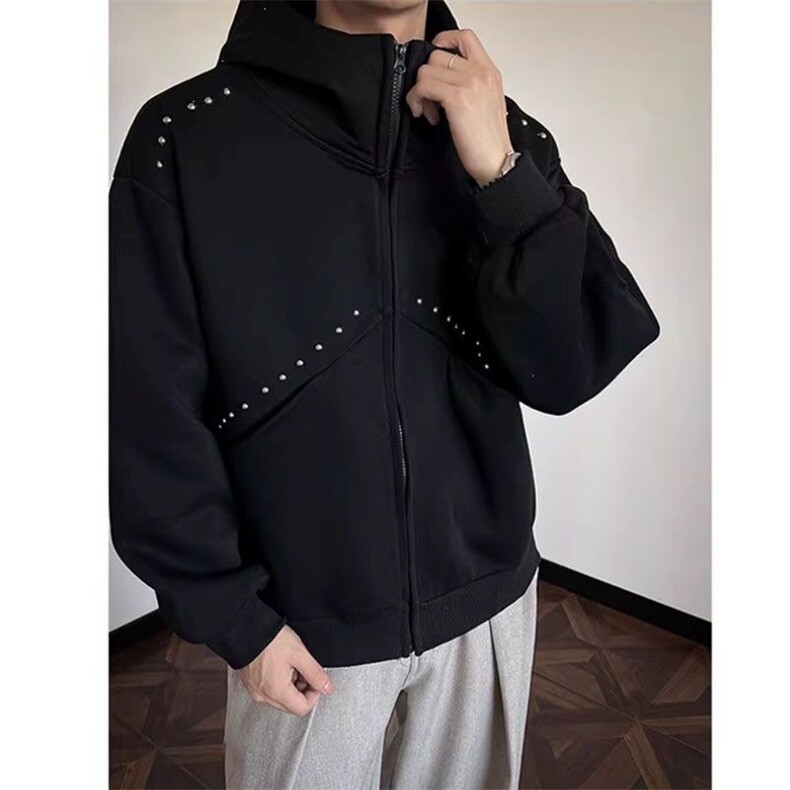 JY683-P53美式痞帅铆钉拼接连帽卫衣,男装卫衣,星座1501-3