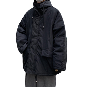 现货秋冬中长款棉衣男宽松连帽棉服加厚外套 XZ716A-1-MY154P100图片