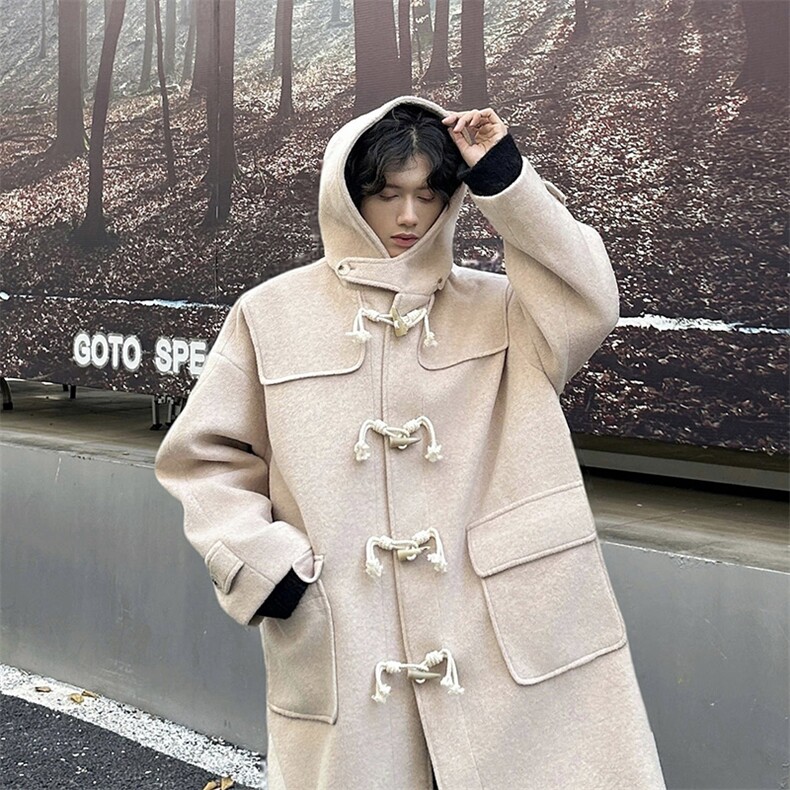 N906P158高端毛呢外套秋冬高级感学院风复古时尚氛围感长款大衣，男装毛呢大衣，电商A170