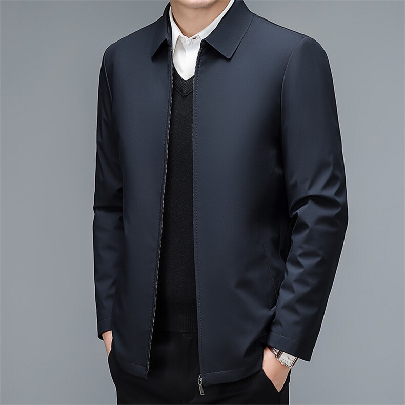冬季新款翻领纯色免烫羽绒服男装中年休闲可脱卸内胆加厚保暖外套,男装羽绒服,电商B212（原钱塘6029）