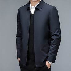 冬季新款翻领纯色免烫羽绒服男装中年休闲可脱卸内胆加厚保暖外套，男装羽绒服，电商B212（原钱塘6029）