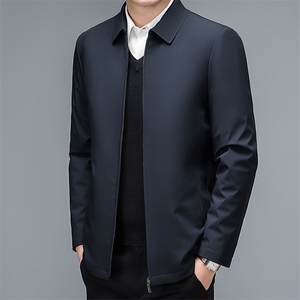 冬季新款翻领纯色免烫羽绒服男装中年休闲可脱卸内胆加厚保暖外套图片