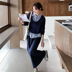 【新品】2026春季衬衫假两件卫衣两件套装C5807P185K298，女装套装/套裙，2D113