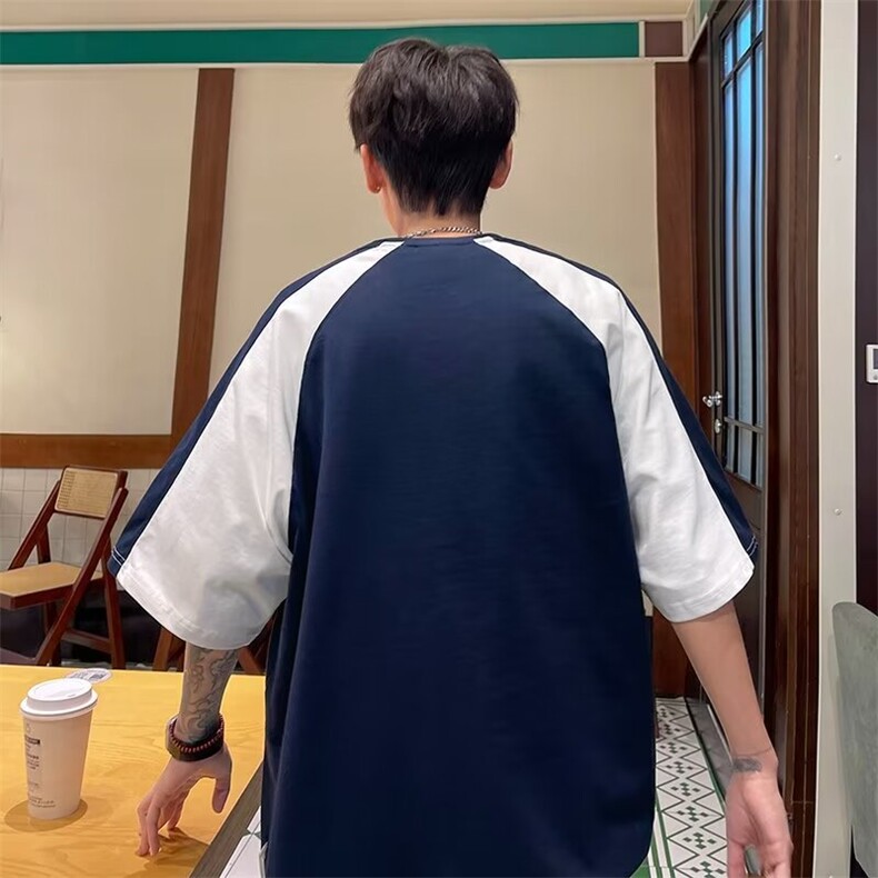 S139-P28宽松短袖t恤男夏季新款欧美时尚印花字母圆领半袖体恤,男装T恤,电商B323A