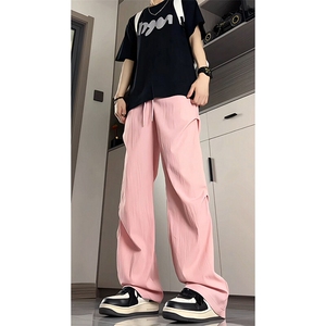 美式褶皱西裤降落伞兵工装男夏薄款休闲裤冰丝速干阔腿裤KZ045P35图片