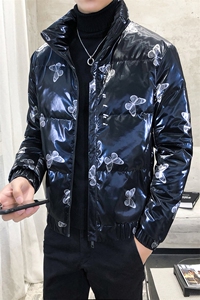 312A-001-P175 2025冬季新款时尚蝴蝶图案羽绒服外套男80%白鸭绒4图片