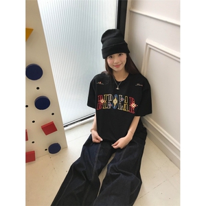 网图有货 夏季民族图腾锁链刺绣宽松短袖t恤男女情侣上衣A506-P35图片