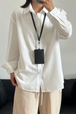 四季薄款冰丝长袖衬衫男简约纯色垂感休闲长袖痞帅衬衣CS031-P28，男装衬衫，星座301C-5