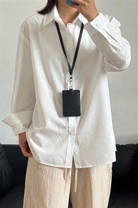 四季薄款冰丝长袖衬衫男简约纯色垂感休闲长袖痞帅衬衣CS031-P28图片