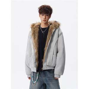 8XL-M 复古双面加厚毛绒皮草短款工装派克服外套MY1707P158控188图片