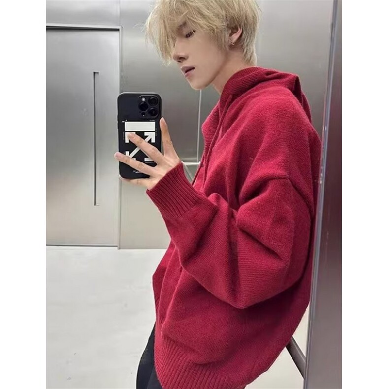 秋装新款韩版宽松时尚羊毛开衫百搭拉链连帽毛衣外套M871,男装针织衫/毛衣,星座1116A（原606A-3）