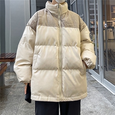 高品质！PU皮棉服冬季宽松港风棉衣立领冬装棉袄PM01-P115限158，男装棉衣，电商B370