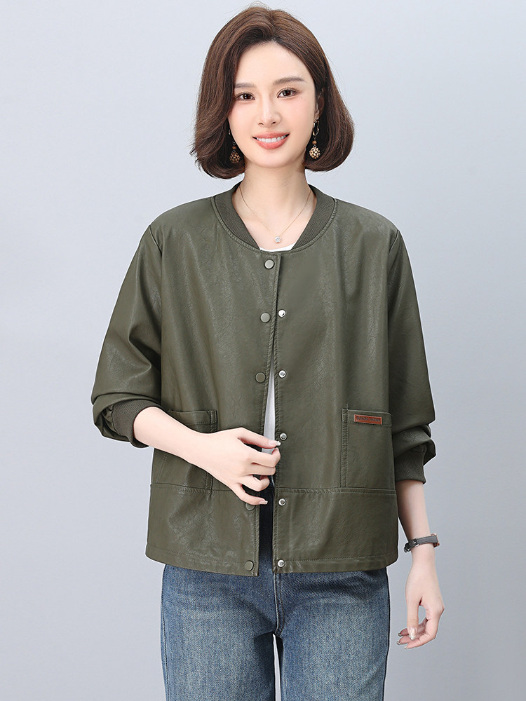 短外套女宽松2025年春秋新款时尚休闲夹克上衣,女装皮衣,忆绮罗