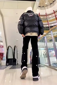 美式ins高街hiphop新款弹力修身直筒休闲裤货号K675P65图片