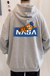 KS21247-P38 NASA连帽开衫卫衣男运动外套大码班服图片