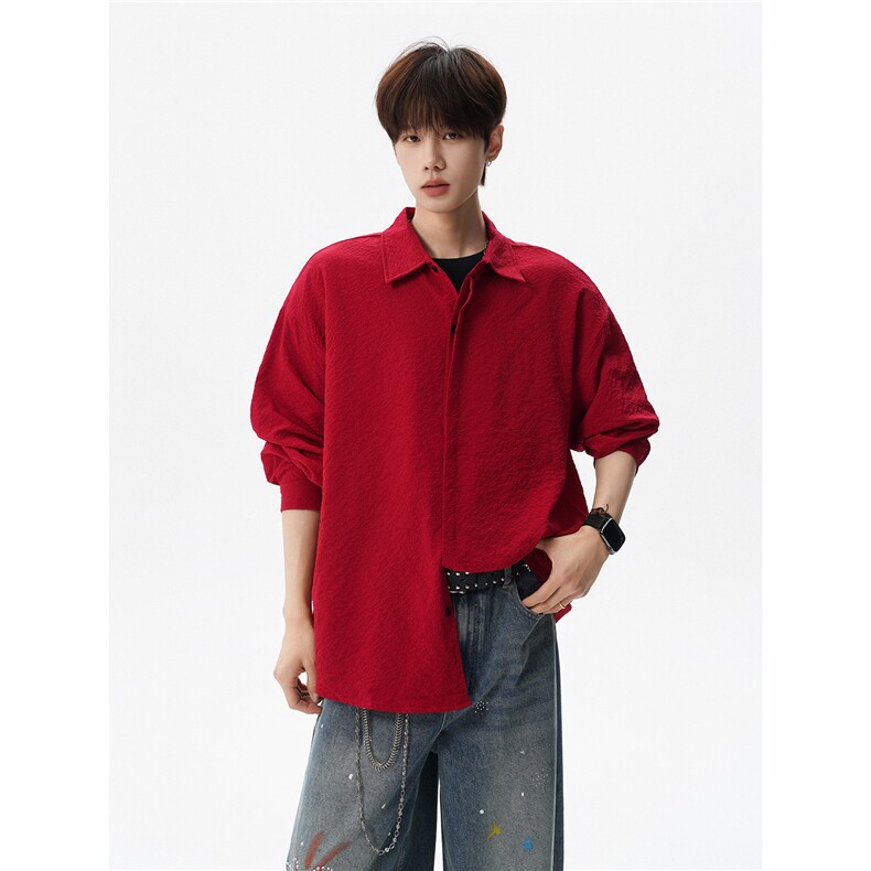 泡泡纱盐缩肌理感长袖衬衫男春夏季冰丝薄款外套防晒衬衣CS29007，男装防晒衣，电商B312