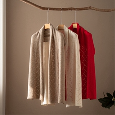 2025年秋季时尚百搭通勤简约休闲镂空围巾，围巾，江帆羊绒