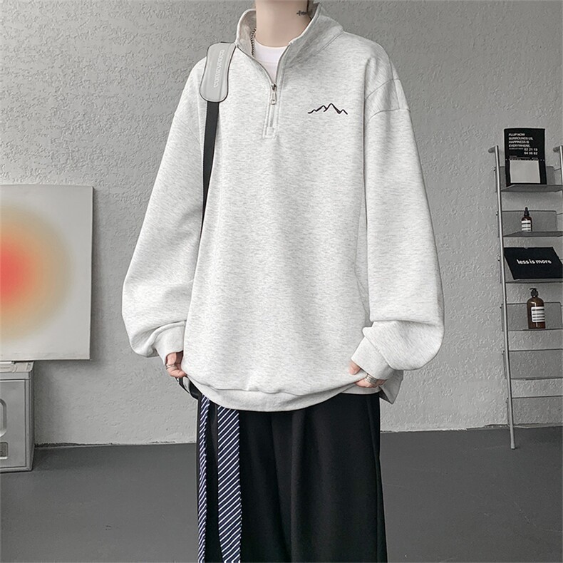 WY10146-特P47 加绒特批57 重磅曼巴棉半拉链刺绣大码休闲卫衣男图片