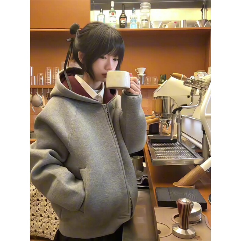 JK567CC-特P55重磅空气层拉链连帽卫衣开衫廓形剪裁外套男女,女装短外套,星座1007（原301D）