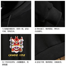 WY2185-P35加绒款-P40纯棉连帽卫衣男大码运动帽衫宽松薄砖墙，男装卫衣，电商A040A