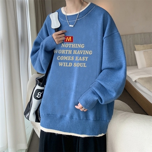 假两件毛衣男大码加绒针织衫男毛线衣M80363-P55 加绒P70图片
