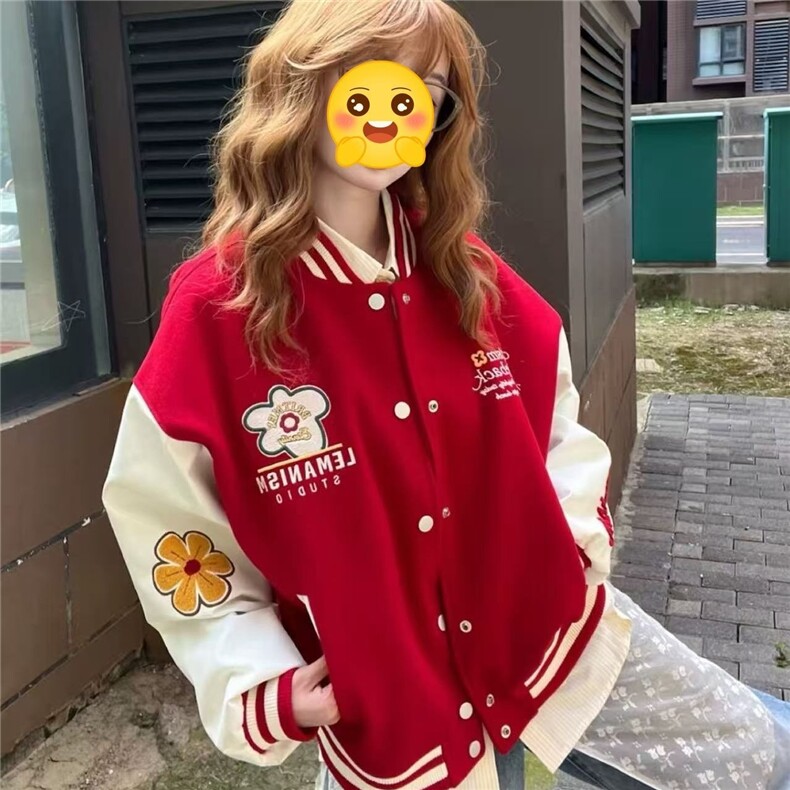 春秋时尚高街美式印花棒球服撞色拼接学生宽松显瘦休闲夹克女外套,男装夹克,星座1210-1