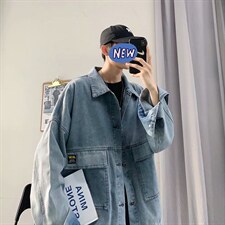 2022韩版潮流百搭工装夹克港风学院风宽松牛仔外套男W5021-P3，男装夹克，星座512-2
