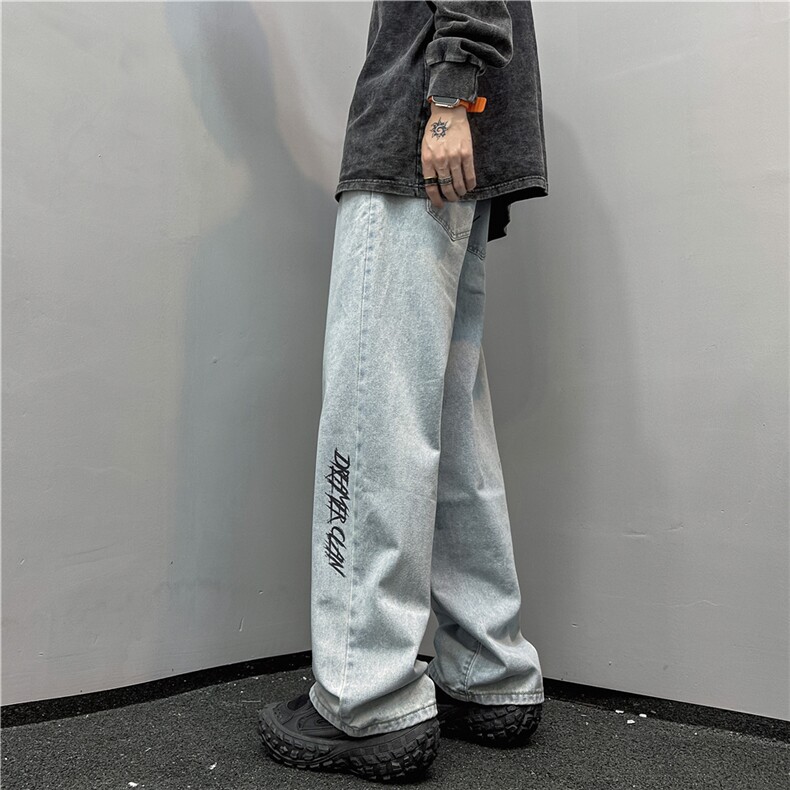 k1030-p45-控68M-5xl港风高阶黄泥黑暗宽松大码牛仔裤,男装牛仔裤,星座116