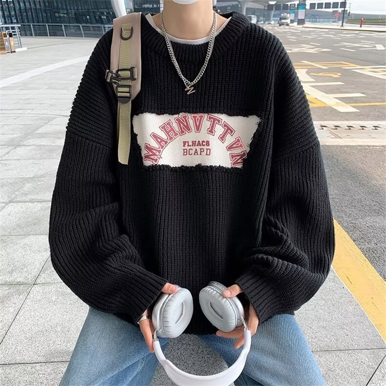 美式街头设计感圆领毛衣男慵懒风休闲针织衫MY5064P42,男装针织衫/毛衣,星座1116-2