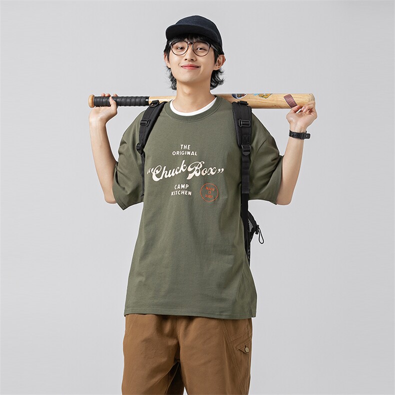 外27-2GANYOU日系240g基础胸口刺绣印花T恤TX60-P45，男装T恤，新杭派外27-2