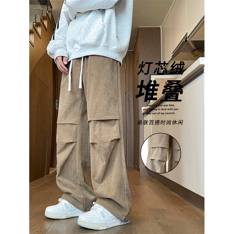 休闲裤男士秋季2024新款美式垂感阔腿潮牌宽松直筒裤1006-特批-35,男装休闲裤,星座718-1