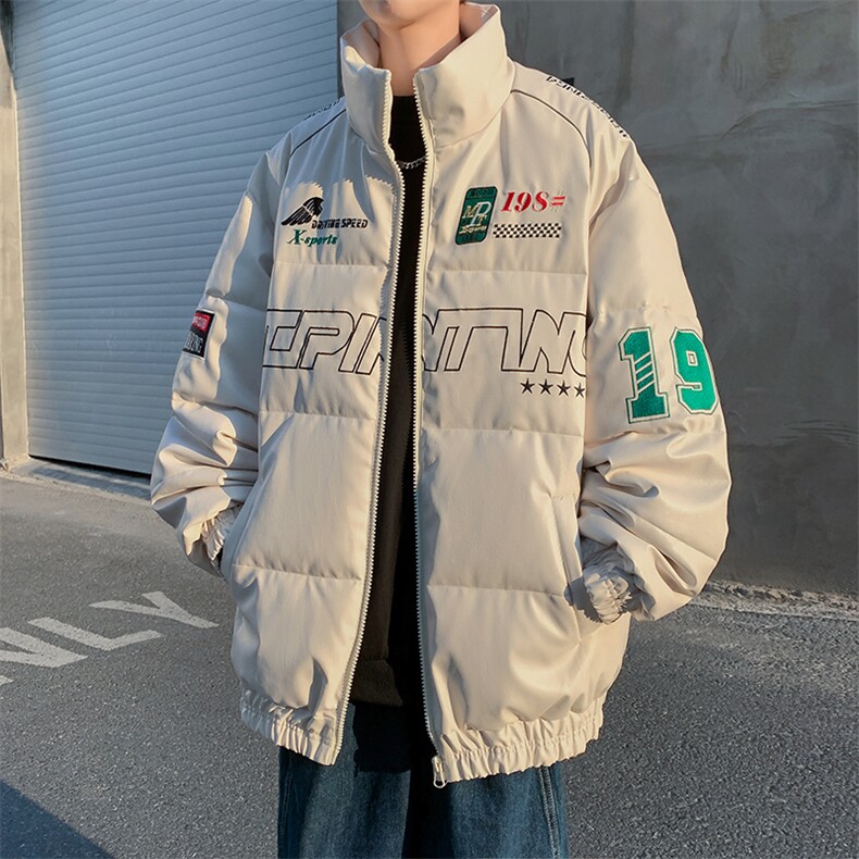 冬季新款休闲宽松PU皮短款棉服男装立领面包服棉衣外套M0392-P110,男装棉衣,星座308B-1