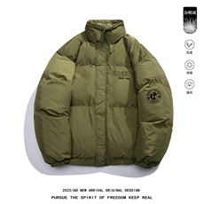 白底23冬季时尚潮流立领美式复古加厚羽绒服外套YR219P195控258，男装羽绒服，电商A247