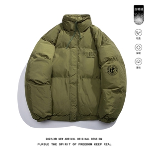 白底23冬季时尚潮流立领美式复古加厚羽绒服外套YR219P195控258图片