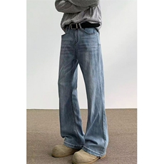 复古风蓝水洗低腰显瘦微喇薄款牛仔裤通勤百搭裤子NA70，男装牛仔裤，星座1116A（原606A-3）