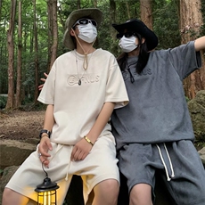 23/夏麂皮绒夏季宽松运动男短裤T恤情侣套装TZQ77-P50，男装牛仔裤，星座1109-3