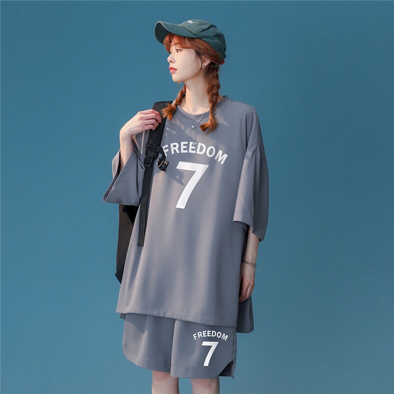 中性风23夏季时尚潮流冰丝字母休闲运动套装TZ910P65控88,男装休闲套装,A247A