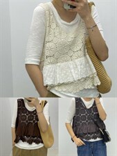 春夏新款花边背心百搭款，女装背心吊带，戈依绣