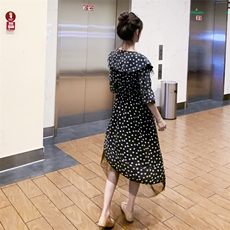 2021年夏季主推波点网纱不规则连衣裙潮流舒适简约，女装连衣裙，卡莱