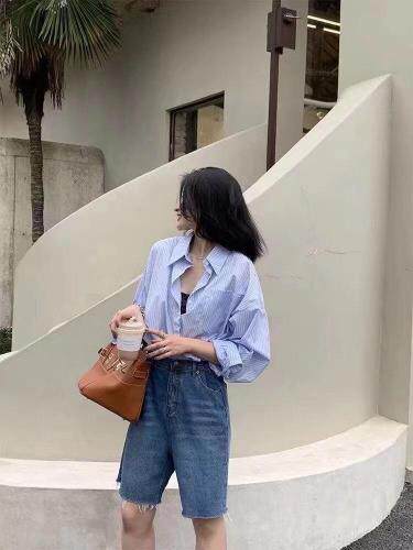 【现货】秋季新款条纹漏肩衬衣，其它，1+9