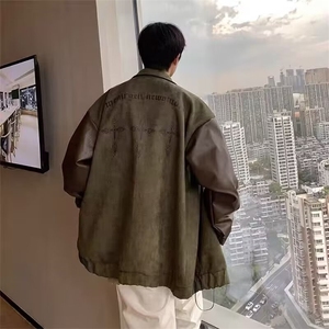 标准新款时尚ins男简约外穿青春流行纯色潮长袖潮流翻领夹克秋季图片