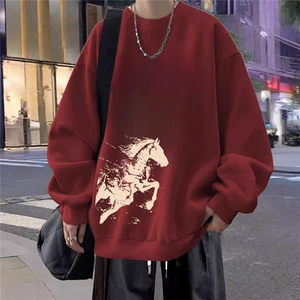 1506/QH3540/P36新年酒红色情侣卫衣男冬季上衣男款新年情侣装图片
