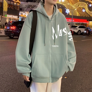 H181P70加绒75卫衣外套美式宽松秋冬新款上衣休闲潮流拉链开衫图片