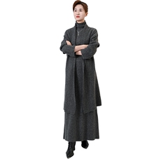 显瘦套装秋冬新款大码韩版气质遮肉高级感针织衫半裙三件套，女装套装/套裙，天丽